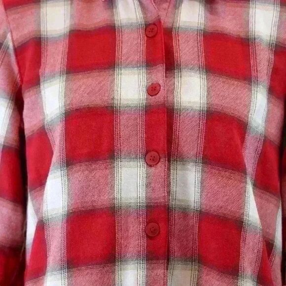 VINTAGE Riders by Lee Red & White Plaid Flannel Fleece Lined Shirt Size Small - Picture 8 of 9